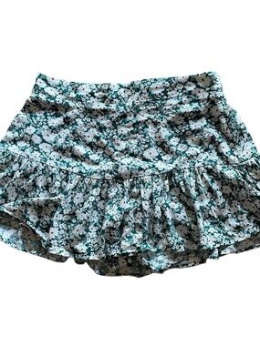 Forever 21 Teal and White Floral Mini Skorts